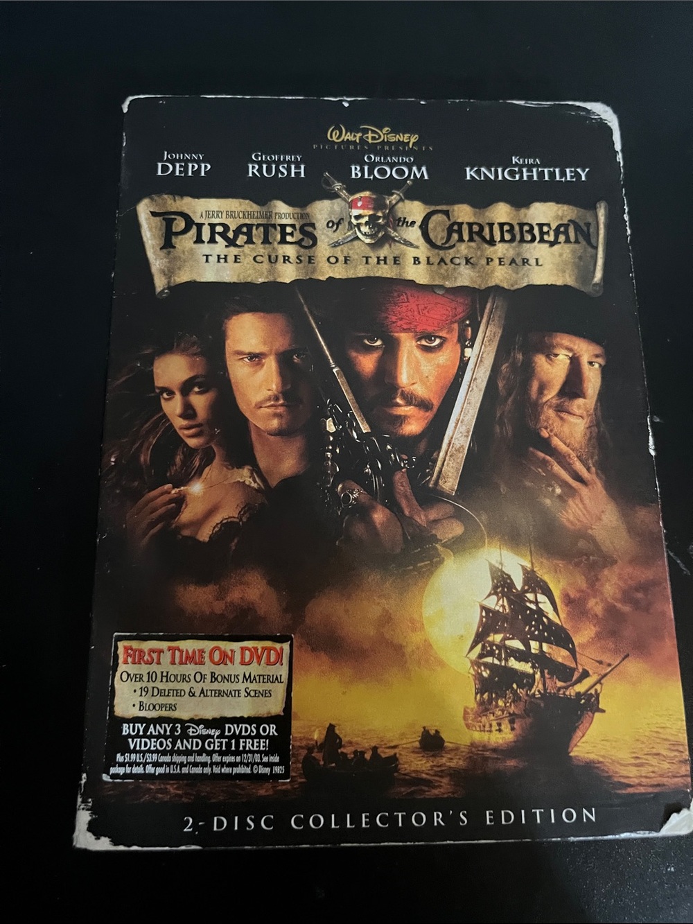 Pirates of the Caribbean: The Curse of the Black Pearl DVD - Black & Brown Cover
